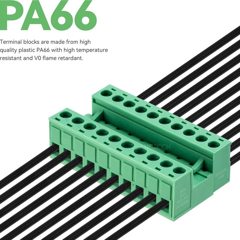 JANDECCN 4Pcs 10 Pin 5.08mm Pitch DIY PCB Mount Screw Terminal Block Connector with 4Pcs 10 Pin Phoenix Plug - Image 3